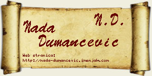 Nada Dumančević vizit kartica
